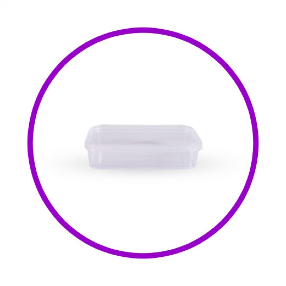 Pote plástico retangular com lacre PP